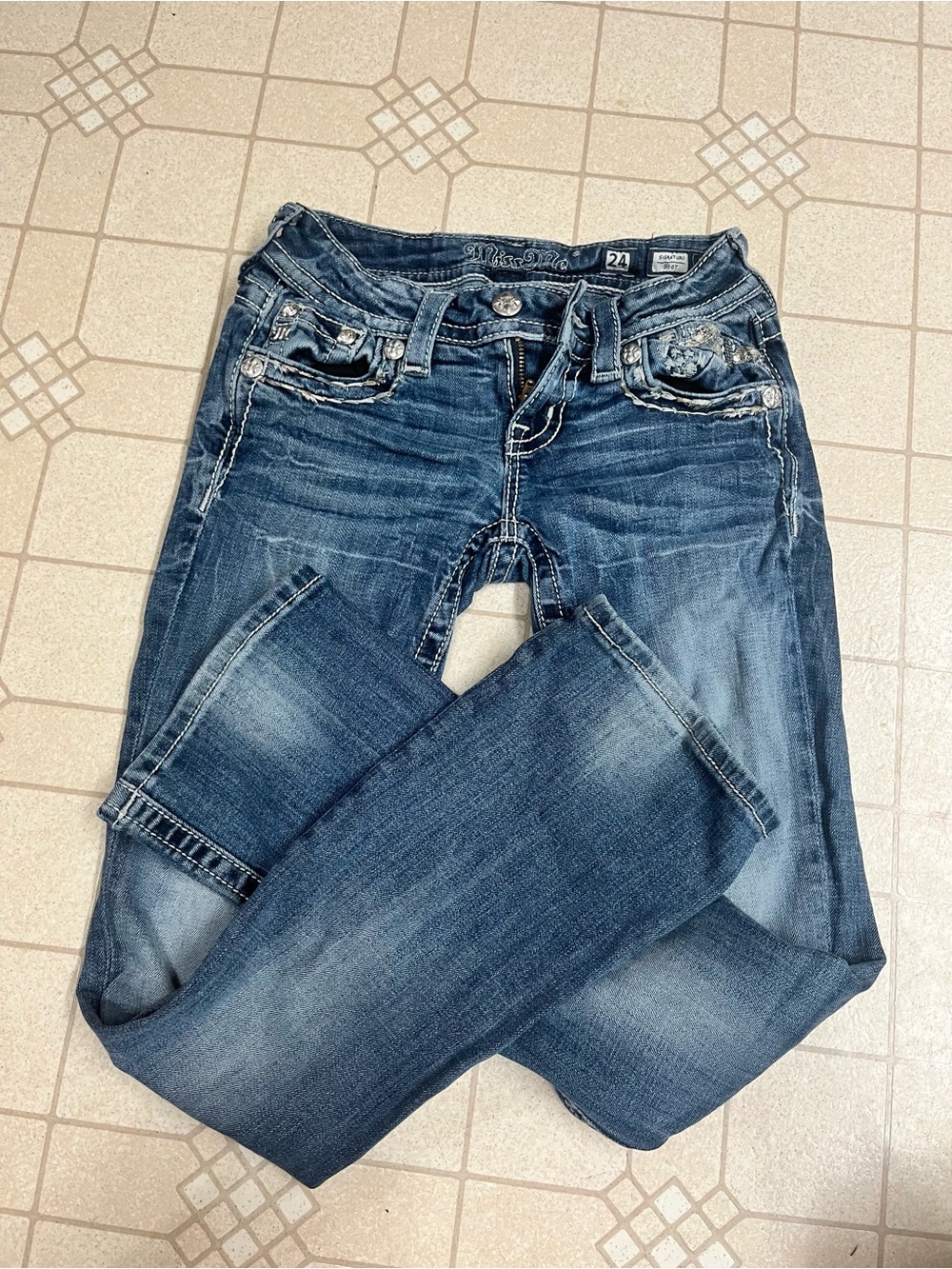 Miss Me Women's Blue Faded Bootcut Jeans